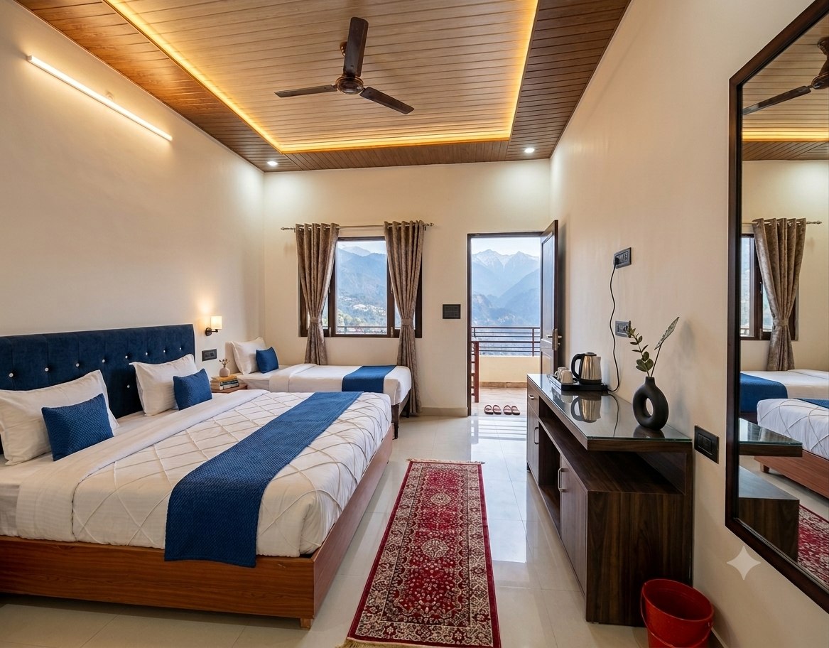 Premium Room with a king bed and balcony doorway